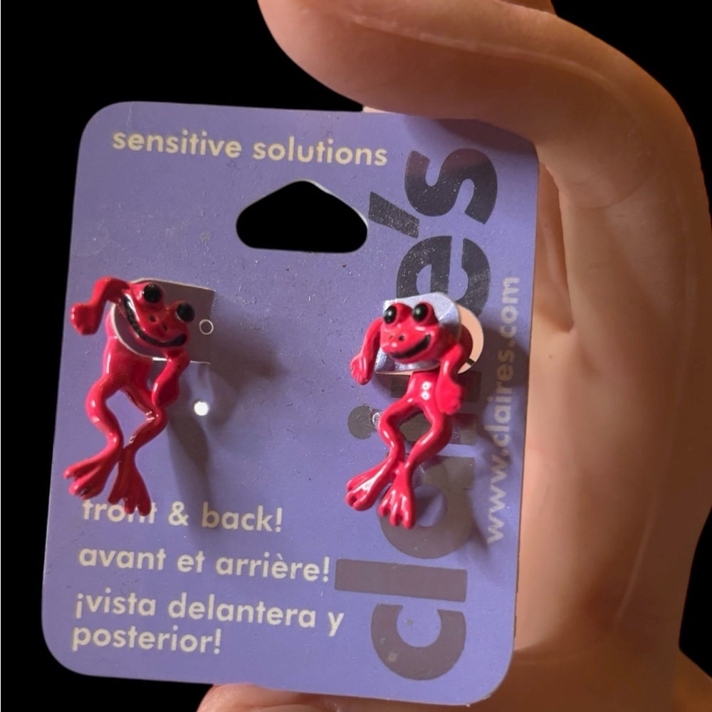 Claire's Pink Frog 2pc Dangle Earrings. NEW
